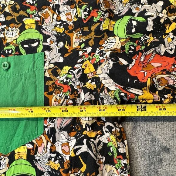 Warner Bros Sz XL Looney Tunes Cotton Button Shirt All Over Print Short Sleeve - Picture 13 of 14